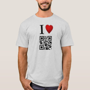 Eu amo o modelo do t-shirt do código de QR