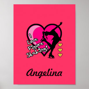 Eu amo o patinagem artística - adicione o poster