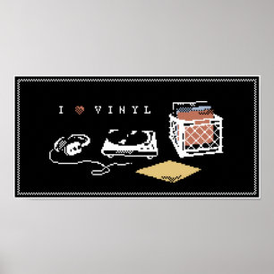 Eu amo o poster da arte do pixel do vinil