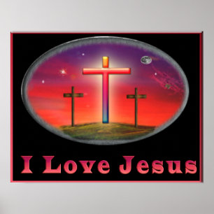 Eu amo o poster do cristão de Jesus