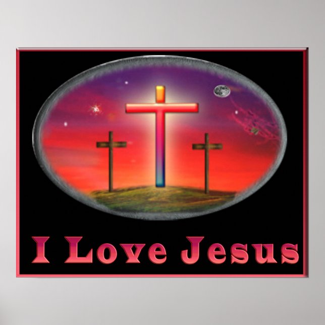 Eu amo o poster do cristão de Jesus (Frente)