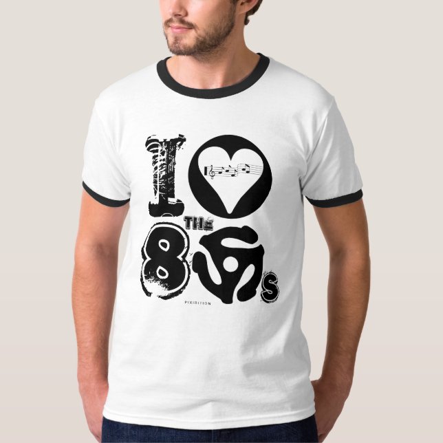 Eu amo o t-shirt 45 RPM da música do anos 80 (Frente)