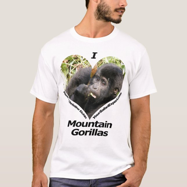 Eu amo o t-shirt 4 dos gorila de montanha (parte (Frente)