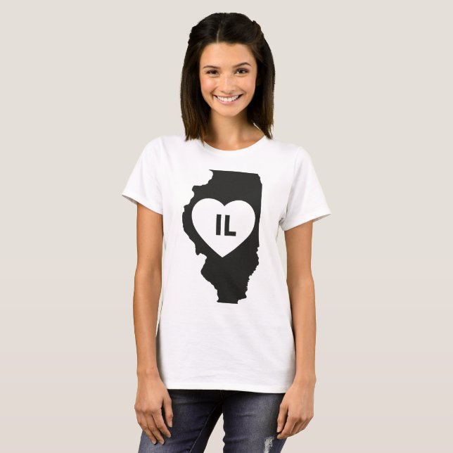 Eu amo o t-shirt básico das mulheres do estado de (Frente Completa)