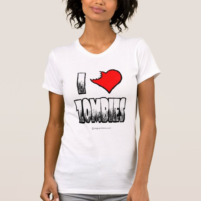 Eu amo o t-shirt básico das senhoras dos zombis (Frente)