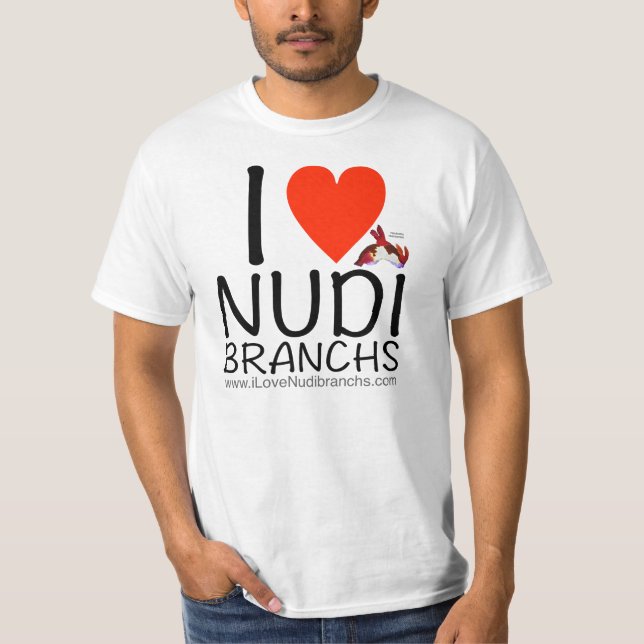 Eu amo o t-shirt branco de Nudibranchs para homens (Frente)
