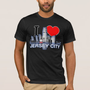 Eu amo o t-shirt da skyline de Jersey City