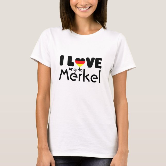 Eu amo o t-shirt de Angela Merkel | (Frente)