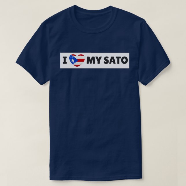 EU AMO o t-shirt de M SATO (CÃO) (Frente do Design)