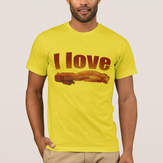EU AMO o t-shirt do BACON (Frente)