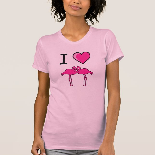 Eu amo o t-shirt dos flamingos (Frente)