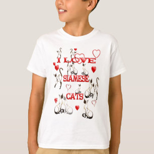 EU AMO o t-shirt dos GATOS SIAMESE