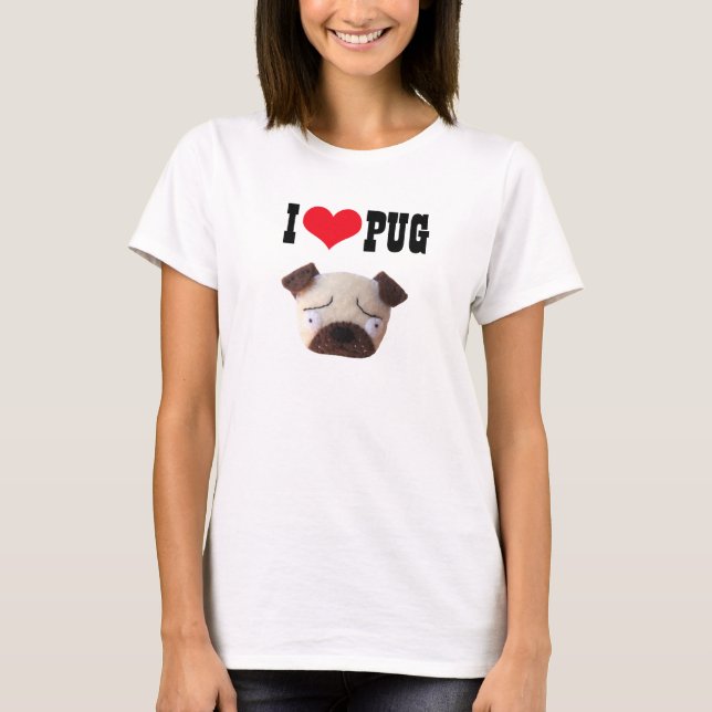 Eu amo o t-shirt engraçado bonito do cão do Pug do (Frente)