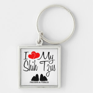 Eu Amo Os Meus Dois Shih Tzu Dogs Chaveiro