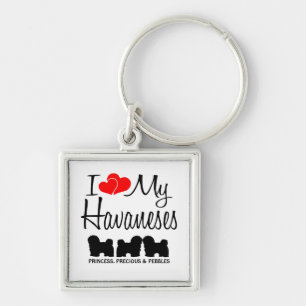 Eu Amo Os Meus Três Havaneses De Chaveiro Personal