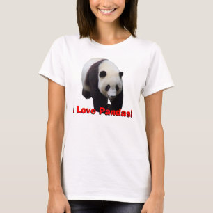 Eu amo pandas! Camisa da boneca das mulheres da