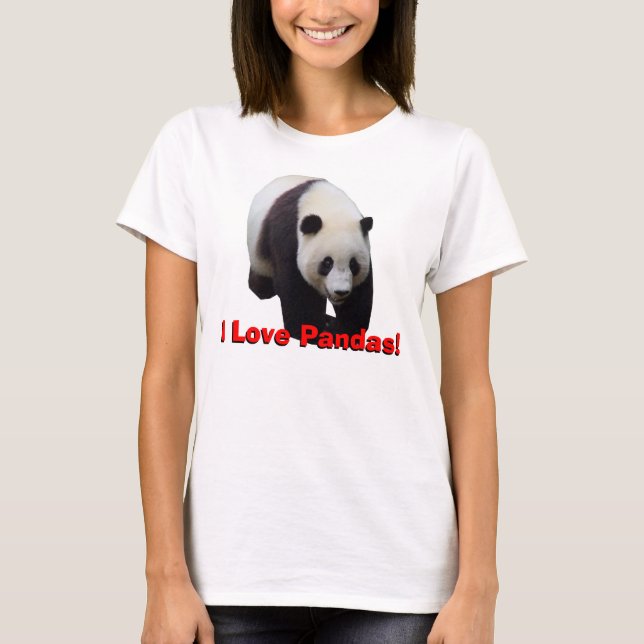 Eu amo pandas! Camisa da boneca das mulheres da (Frente)