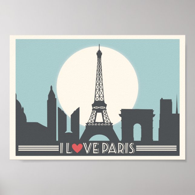 Eu amo Paris Poster vintage (Frente)