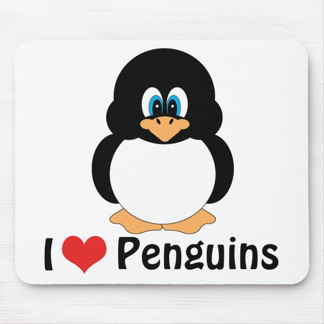 Eu amo pinguins Mousepad (Frente)