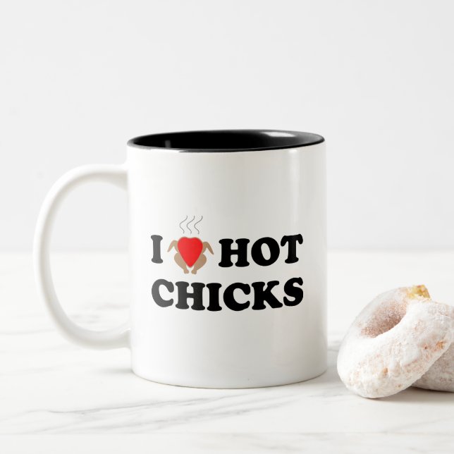 Eu Amo Pintinhos Quentes | Xícara de café (Com Donut)