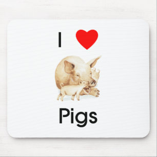 Eu amo porcos Mousepad