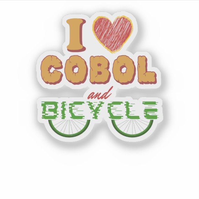 Eu Amo Programação Cobol e o Adesivo de Bicicleta (Frente)