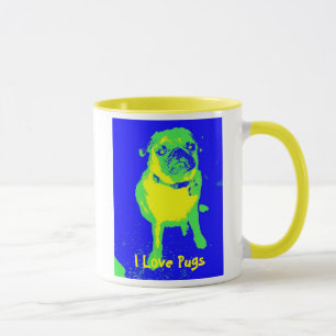 Eu amo Pugs, caneca
