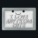 Eu Amo Qualquer Coisa Bonita<br><div class="desc">Um rosto,  olhos e boca do estilo Kawaii. Texto e desenho a preto e branco.</div>
