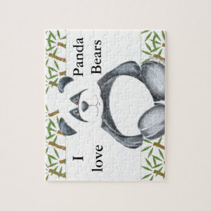 Eu Amo Quebra-cabeça de Ursos de Panda