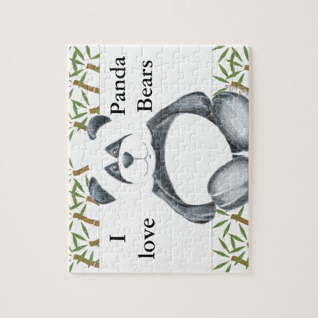 Eu Amo Quebra-cabeça de Ursos de Panda (Vertical)