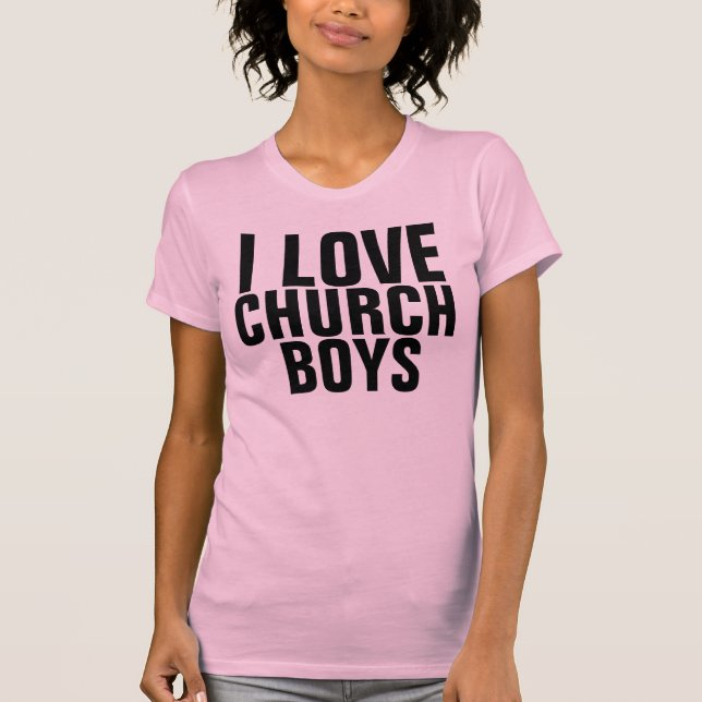 EU AMO RAPAZES DE IGREJA, T-Shirts (Frente)