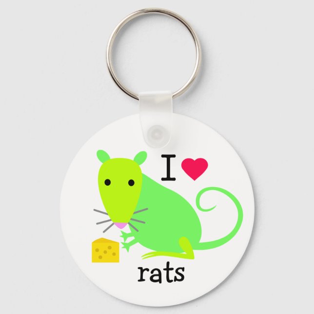 Eu amo ratos Chaveiro (Frente)