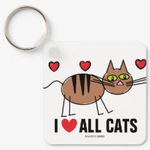 Eu Amo Todos os Gatos Porta-Chaves