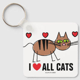 Eu Amo Todos os Gatos Porta-Chaves