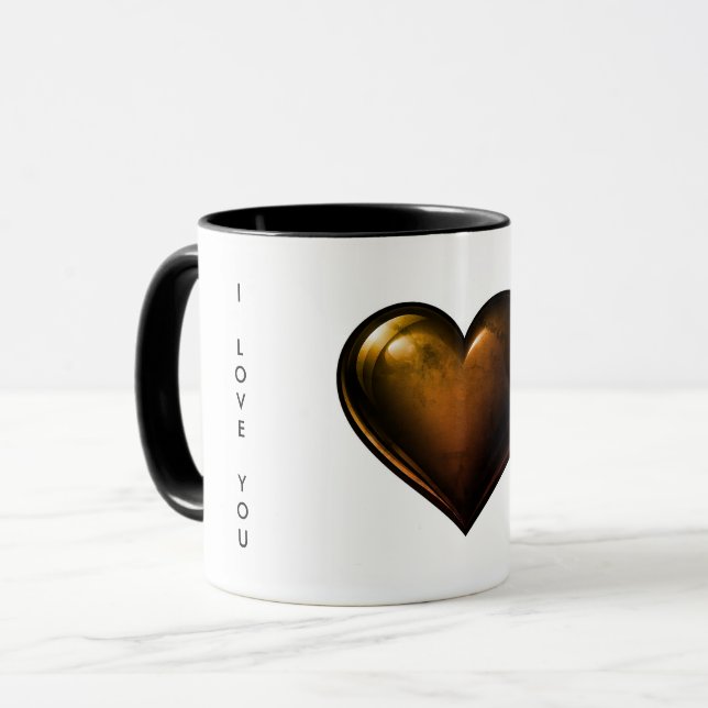 Eu Amo Você Canecas de Café Coração Dourado do Dia (Frente Esquerda)