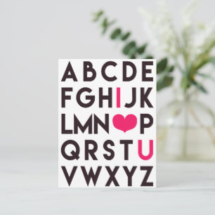 EU AMO VOCÊ - Cartão Postal do Alfabeto Fofo
