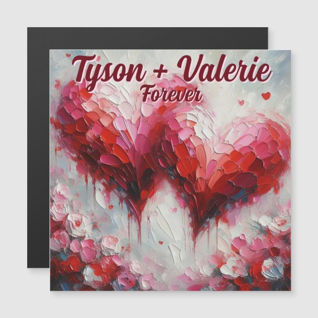 Eu Amo Você Dois Corações Abstratos Ímã Personaliz (Frente/Verso)