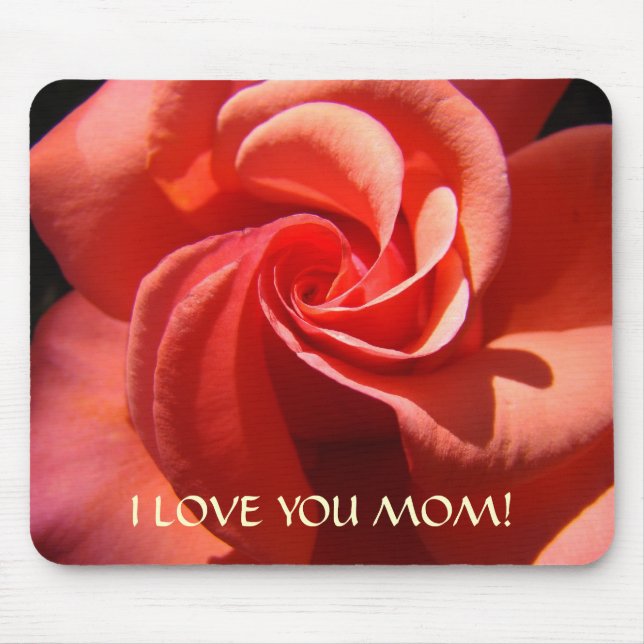 EU AMO VOCÊ MÃE! Presente Mousepad Mãe Rosa Flor (Frente)