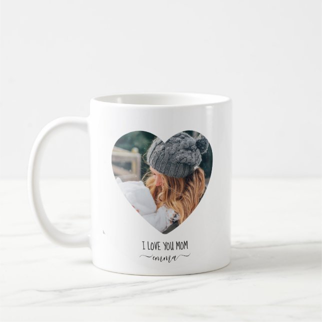 Eu Amo Você Mamãe Caneca de Café com 2 Fotos Perso (Esquerda)