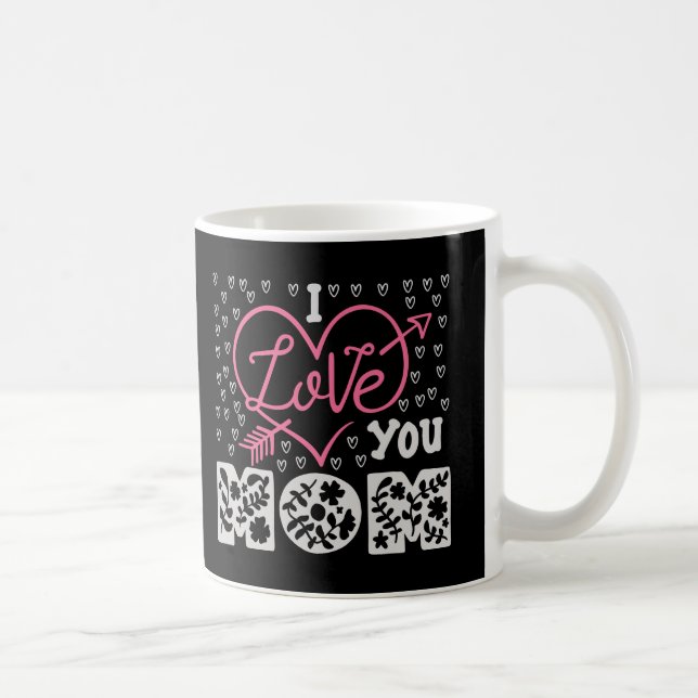 Eu Amo Você Mamãe Caneca de Café Floral Coração Di (Direita)