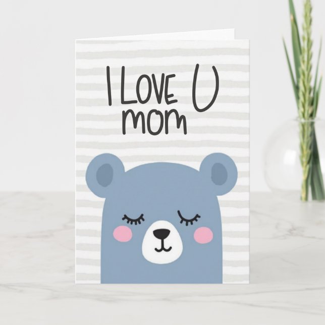 Eu Amo Você Mamãe Urso Cartão de Arte (Frente)