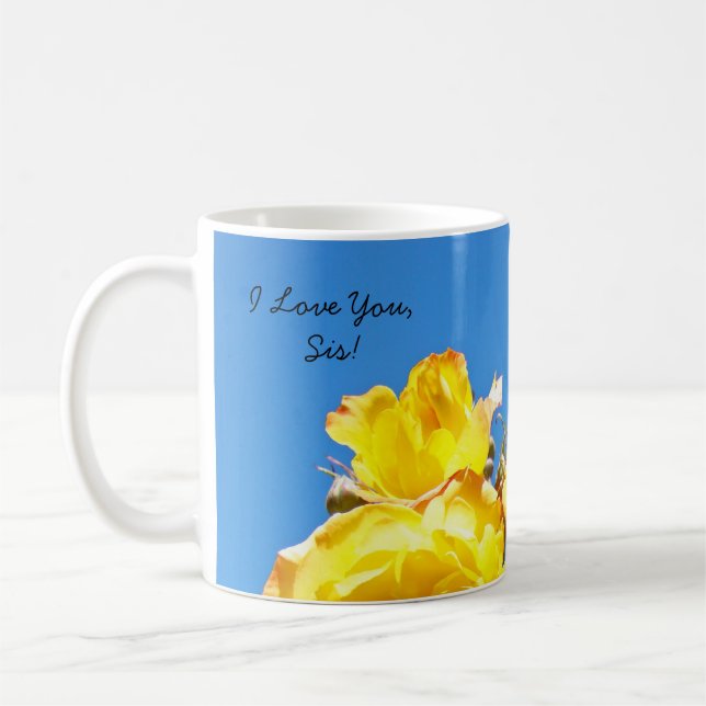 Eu Amo Você Mana! Xícara de Café Minha Irmã Rosas  (Esquerda)