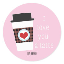 EU AMO VOCÊ UM LATTE Adesivo de Favor do Dia dos N