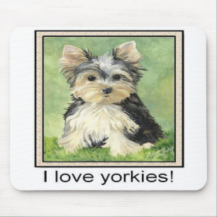 Eu amo yorkies Mousepad