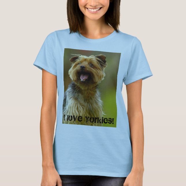 Eu amo Yorkies! T-shirt (Frente)