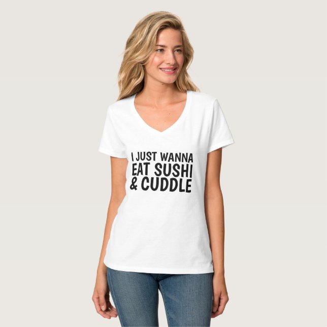 EU APENAS QUERO COMER camisetas engraçadas do (Frente Completa)