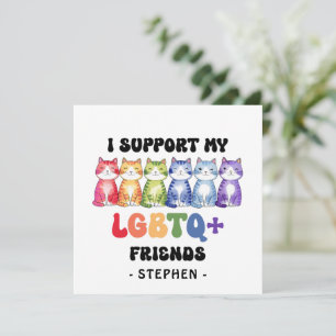 Eu Apoio Meus Amigos LGBTQ - Orgulho Gato Arco-Íri