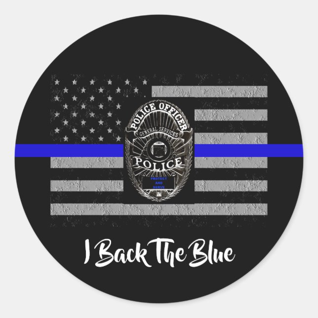 EU APOIO O AZUL ADESIVO DE APOIO À POLÍCIA (Frente)