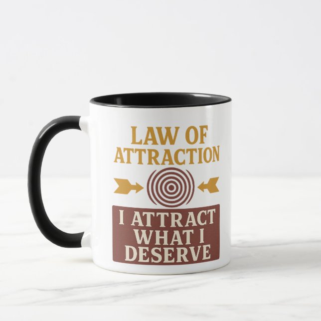 Eu Atraio o Que Mereço | Caneca de Citação Motivac (Esquerda)