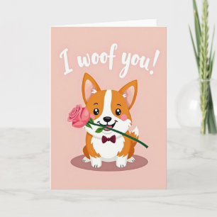 Eu Au Au Você Cartão Corgi Rosa